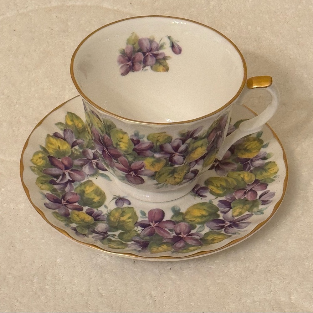 Crown Trent Staffordshire England Multi Colored Roses Cup & Saucer Set